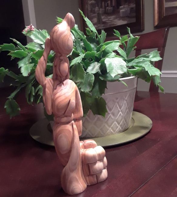 woman at well olive wood statue carving